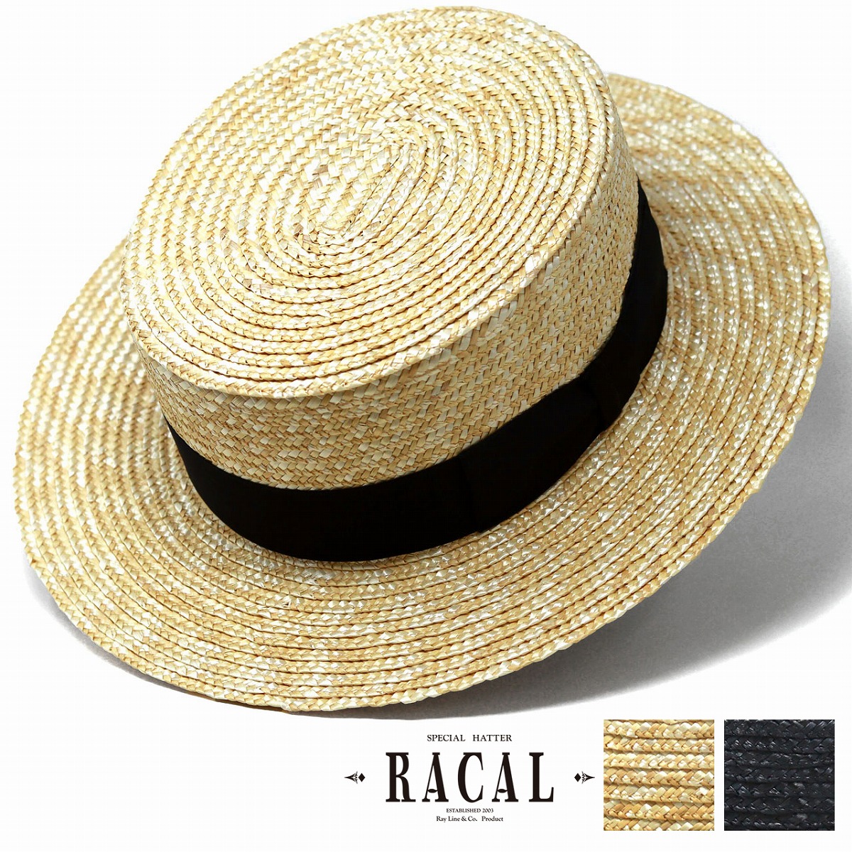 カンカン帽子 リボン カンカン帽 メンズ 夏の帽子 麦ブレード ラカル 帽子 メンズ ボーターハット メイドインジャパン Straw Boater Hat racal ストローハット 黒 リボン 麦わら レディース 春小物 春コーデ おしゃれ 誕生日 贈り物 母の日 ギフト ラッピング無料 父の日