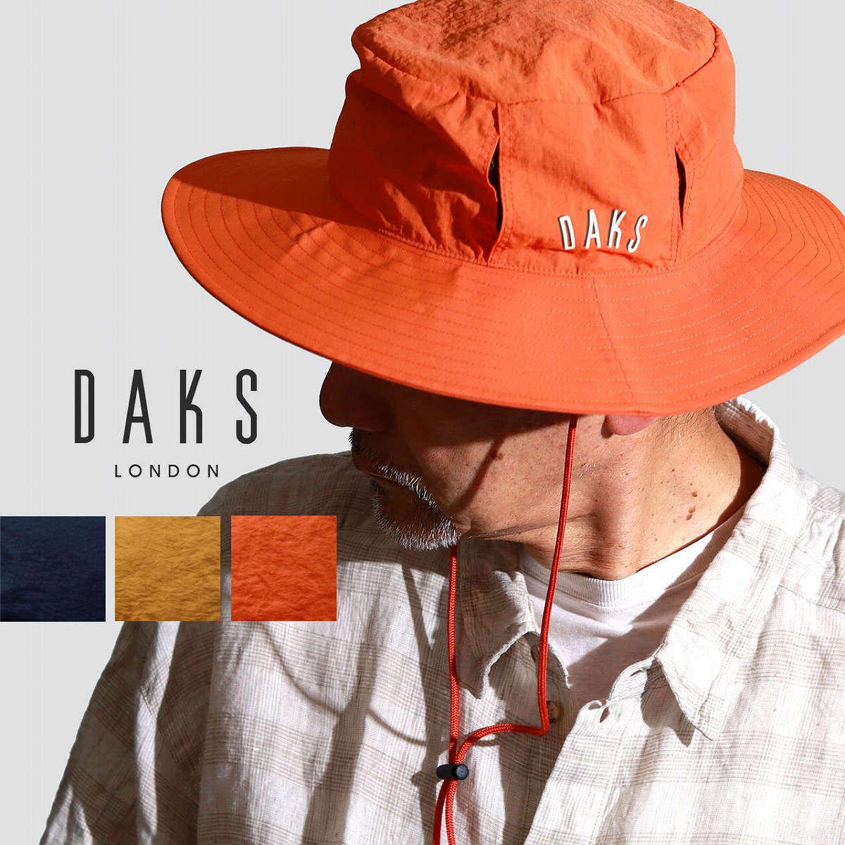 ＼本日クーポン利用で全品5%OFF／ サハリハット DAKS あご紐 帽子 ハット メンズ 折りたたみ 帽子 メンズ ナイロン メッシュ サファリハット メンズ 通気性 旅行 アウトドア 日よけ 英国ブランド 40代 50代 60代 紳士 ファッション お父さん おじいちゃん 誕生日