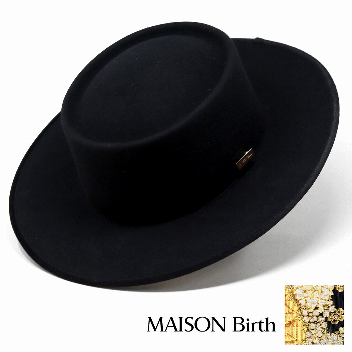 \最終26H限定▼全品10%OFFクーポン/ ポークパイハット レディース 金襴 着物 SAKURA PORK PIE HAT 日本製 メゾンバース 高級 帽子 メンズ ハット つば広ハット 桜 柄 MAISON Birth メイドインジャパン ハット 和装 上品 ウール フェルト帽 フリーサイズ 57cm 58cm 59cm|ELEHELM帽子通販専門店