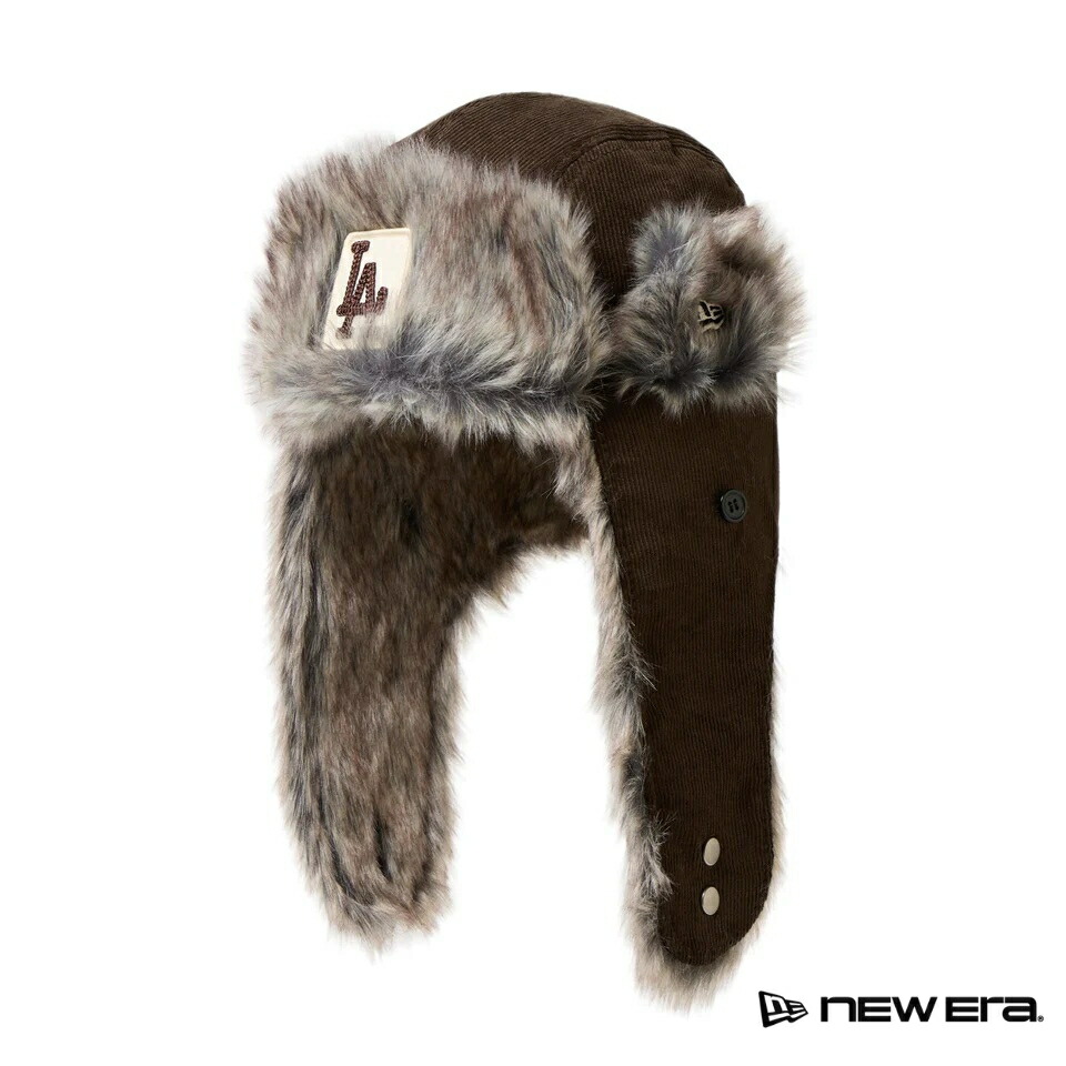 ＼本日クーポン利用で全品5%OFF／ ニューエラ トラッパー コーデュロイ ロサンゼルス・ドジャース NEWERA The Trapper イヤーフラップ 耳あて キャップ 人気 防寒 フェイクファーウォルナット 10代 20代 30代 40代 プレゼント ギフト