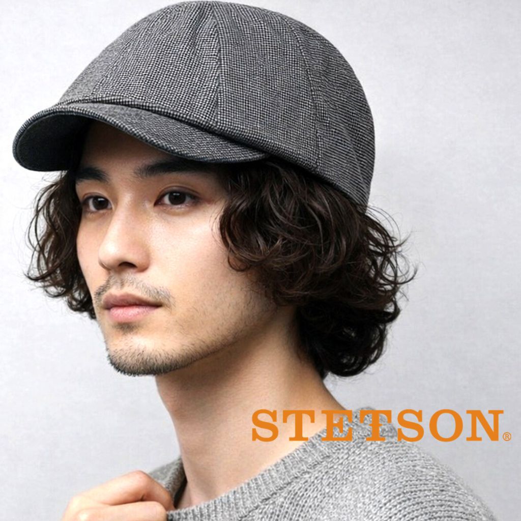 ハンチング帽子 メンズ ハンチング帽 メンズ stetson 秋冬 ハウンドトゥース 帽子 メンズ ステットソン キャップ ハンチングキャップ アイビーキャップ ロゴ ブランド おしゃれ 帽子好き かっこいい 大人 メンズファッション 秋 コーデ