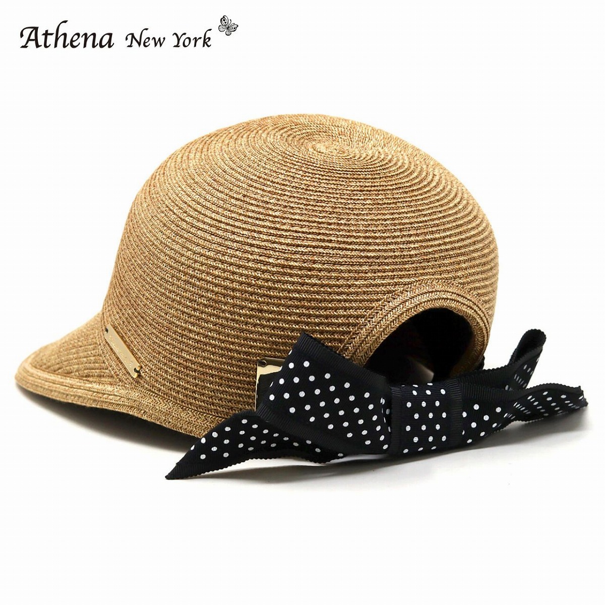 ＼全品5%OFF引き換え証／ Athena New York アシーナ ニューヨーク州 Dot Janet 旗がしら 水玉 りぼん 春 夏 レディース ブランド名 UVとり捨てる 高品質 点点シュロの葉 ブレードキャップ Tan Black 雅びやか かぶり笠 ブランド名 御前上等感 成年者 高品質 お上さんかぶり笠 亭主持ち旗がしら 雅びやか お上さん