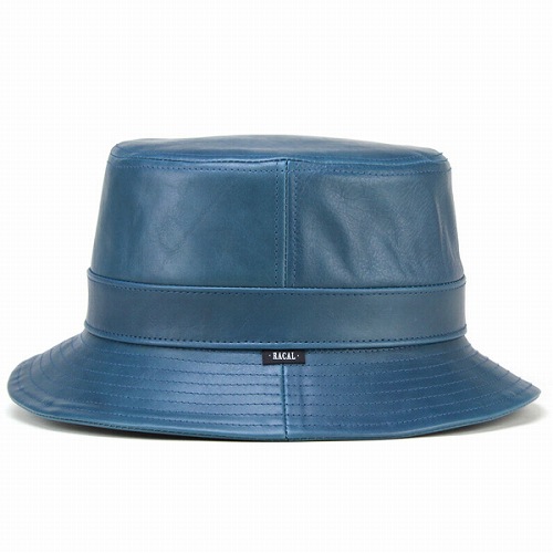blue leather hat