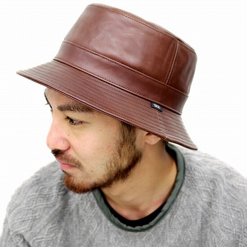 mens leather bucket hat