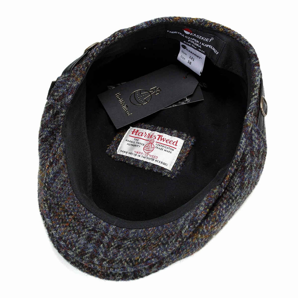 KASZKIET カシュケット HarrisTweed ハリスツィード SN-1699-blue サイズアジャスター付き メンズハンチング