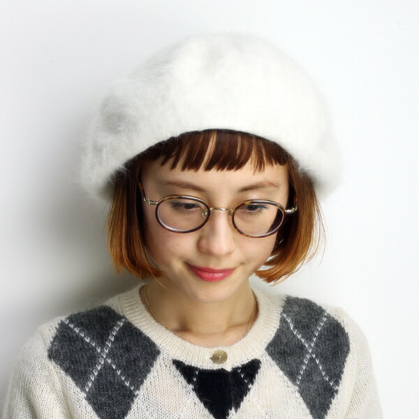 ベレー帽 アンゴラファー ベレー レディース 日本製 帽子 レディス 大きめシルエットで人気の型 国産ベレー 帽子 ゆったり ハット 秋冬 レディース アンゴラ 秋冬商品 ベレー帽子 カワイイ 帽子 ぼうし ハット アンゴラベレー帽 / 白 ホワイト [ 新色 ] [ beret ]
