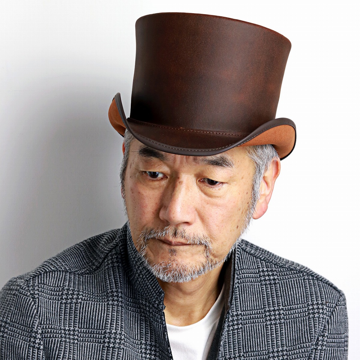 mens leather top hat