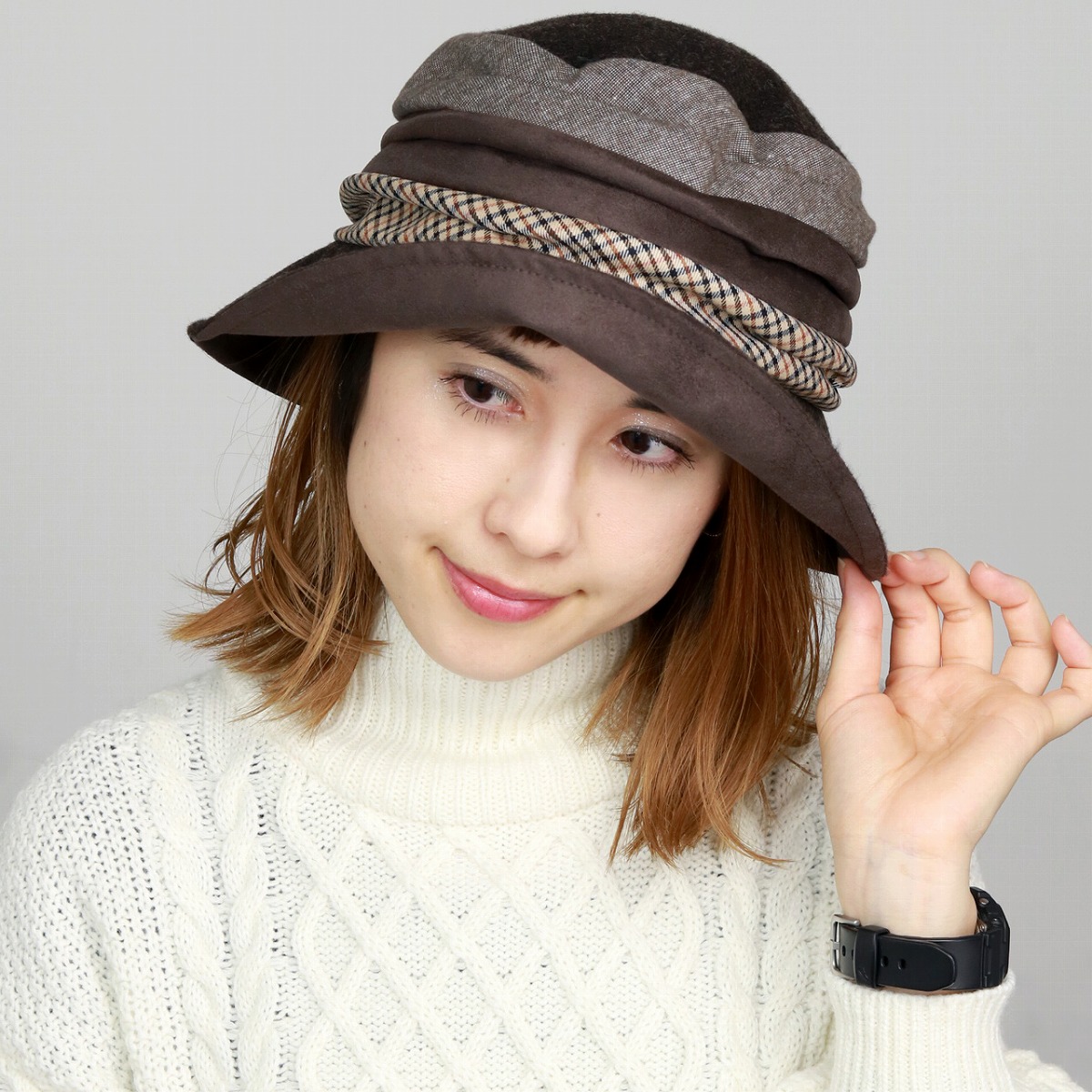 ＼本日｜全品5%OFFクーポン／ ダックス 日本製 ハット レディース daks 帽子 ボーダー パッチワーク風 ハウスチェック 英国ブランド DAKS エレガント 帽子 お洒落 ハイバック 秋冬 日よけ ハット お洒落 ミセスハット 茶 ブラウン 梅雨 帽子 プレゼント 母の日 ギフト