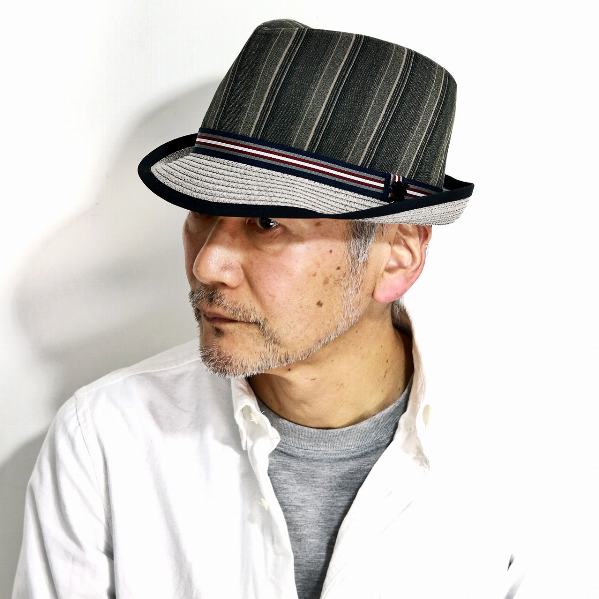 高級感 Stacy Adams ストローハット ストライプ 春 夏 メンズ フェドラハット Inglewood 中折れハット ストライプ柄 中折れ 帽子 大きいサイズ ハット ポリエステル ステイシー アダムス インポート S M L Xl ブラック 黒 Straw Hat Fedora