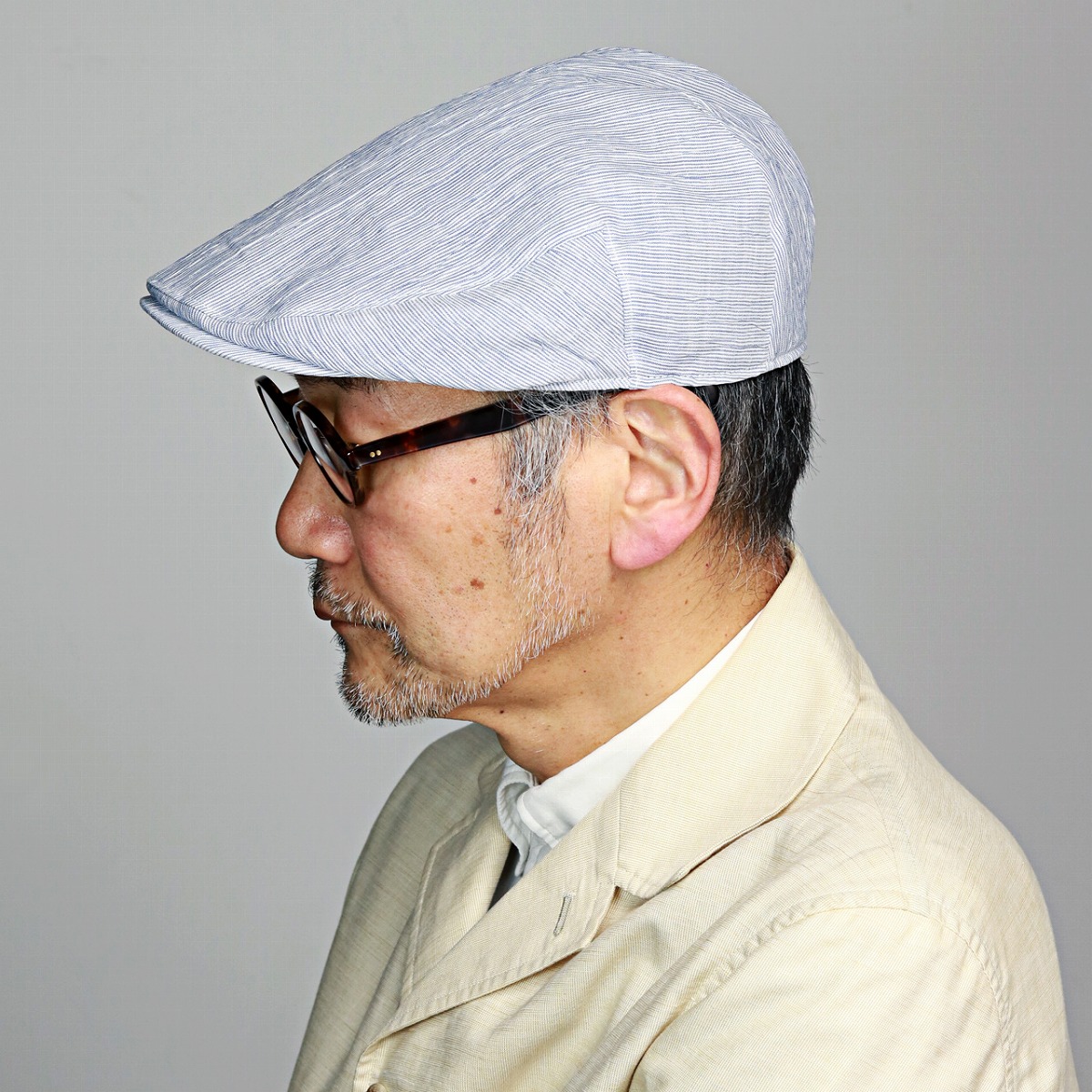 ハンチング帽 ピンストライプ マルゼ ハンチング 帽子 日本製 小千谷縮 サイズ調整付 メンズ レディース 春 夏 小さいサイズ 大きいサイズ サイズ豊富 S～3Lまで / 青 サックス 父の日 ギフト 遅れてごめんね 母の日 プレゼント ラッピング無料 敬老の日 [ ivy cap ]