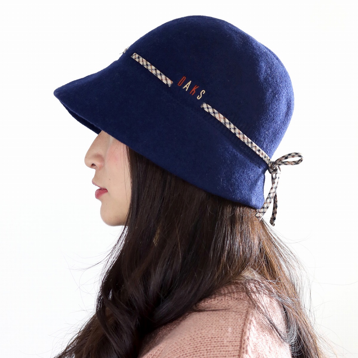 ＼本日｜全品5%OFFクーポン／ ハウスチェック ウール DAKS 帽子 上品 帽子 レディース 冬 秋 ハット レディース ダックス バスク オブザー ハット 日本製 紺