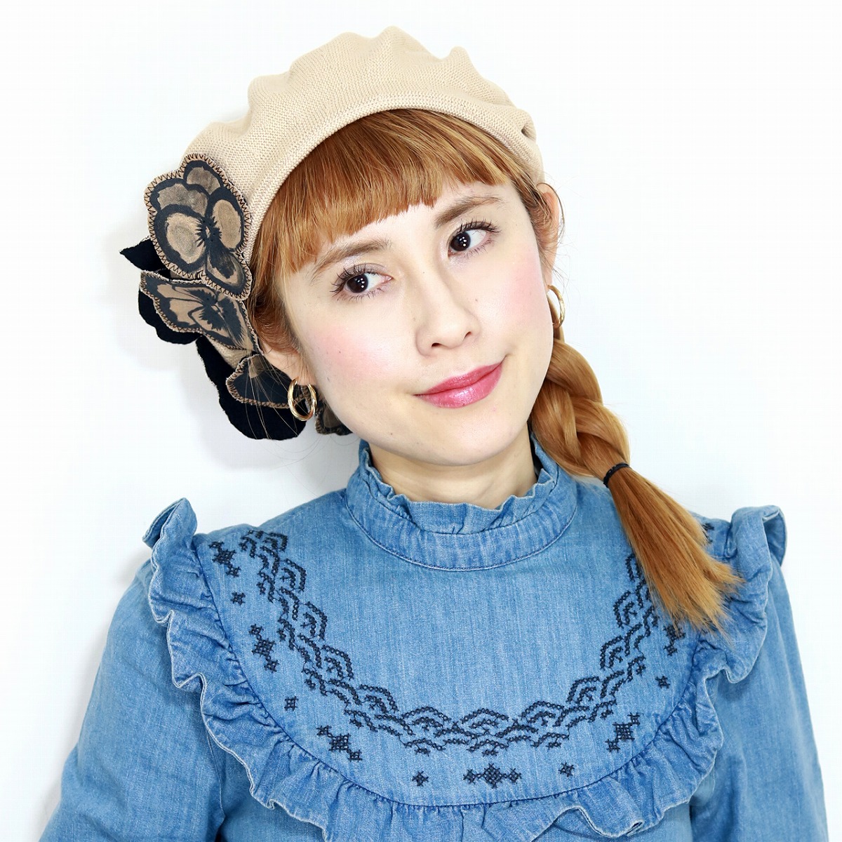 クラシック バラ色の帽子 ベレー帽 パンジーの少女 サマーベレー帽 綿素材 Barairo No Boushi サマーニット 可愛い ベレー レディース 春夏 日本製 パンジー 花 エレガント フラワーモチーフ コットン素材 サマーベレー帽 ベージュ Beret Elehelm帽子通販専門店