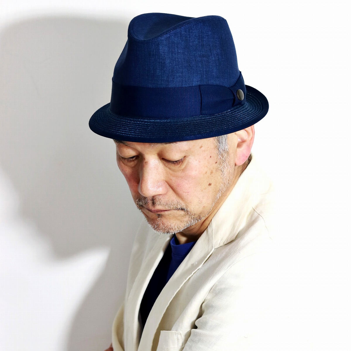 全品送料無料 ハット 日本製 ロイヤル ステットソン 中折れ リボン メンズ Stetson 帽子 中折れハット シンプル 無地 Royal Stetson ブレード 春 夏 紳士 中折れ帽子 麻 ブレードコンビ 56cm 58cm 60cm 紺 ネイビー Fedora Hat 男性