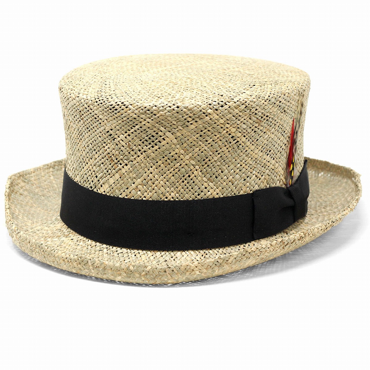 日本製 トップハット メンズ ストローハット New York Hat シーグラス メンズ アメリカ製 ニューヨークハット 麦わら帽子 レディース インポート 春 夏 クラウンの高い帽子 夏用 ハット リボン 羽根付き ナチュラル Top Hat Straw Hat 交換無料