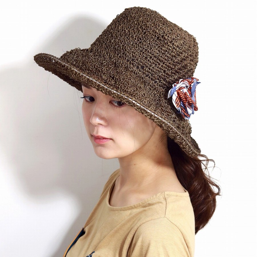 お気にいる 楽天市場 ストローハット レディース Uvカット帽子 春夏 日よけ つば広ハット レディース 帽子 涼しい 通気性抜群 ハット ツバ広 婦人帽子 マニラ麻 カンガコサージュ ケーブルアミ Cableami 帽子 ライトブラウン 母の日 プレゼント おすすめ ギフト