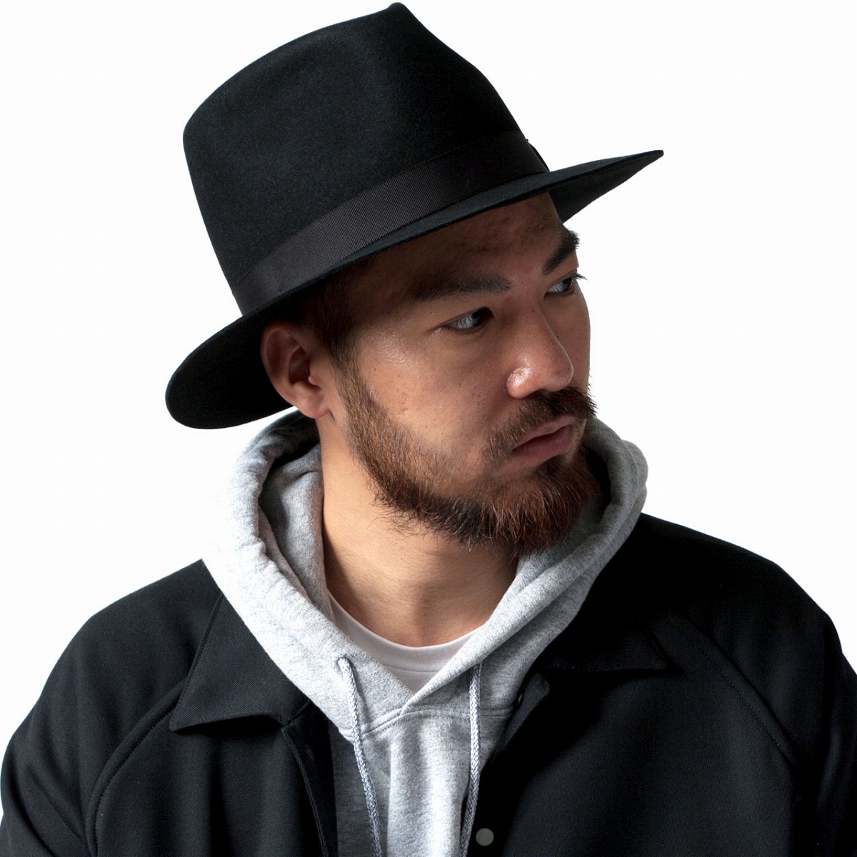 中折れ帽 ショートベロア Racal 高品質 フェルトハット メンズ 高級 ラビット ファー ウール ラカル ハット 帽子 メンズ ベロア 切りっぱなし ハット 秋 冬 グログランリボン 黒 ブラック Fedora Felt Hat Relentlessvb Com