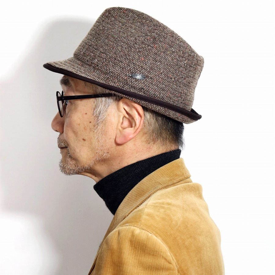 激安単価で 楽天市場 アメリカ Stetson 中折れハット ニット ネップ 生地 秋 冬 帽子 ハット メンズ ブランド ステットソン 日本製 中折れ帽 フェザーモチーフのプレート 柔らかい素材 茶 ブラウン 40代 50代 60代 70代 ファッション Fedora クリスマス ギフト