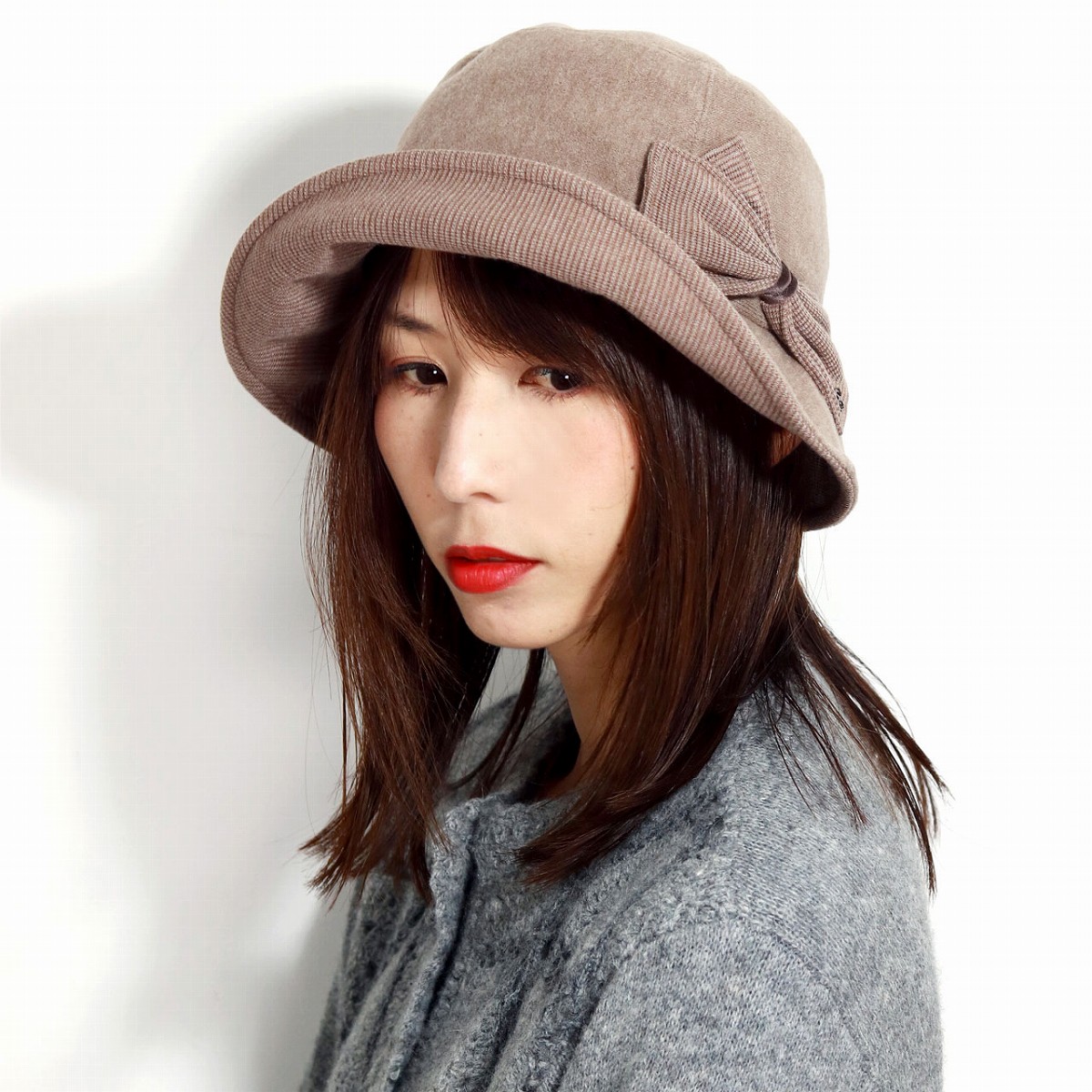 オープニング大放出セール ハット レディース 秋冬 エリートシャポー 帽子 セーラーハット リボン エレガント ドルジェニット りぼん付 上品 ウール混 婦人帽子 日よけ ミセスハット Sサイズ Mサイズ マジックテープアジャスター サイズ調整可 紫 パープル Hat