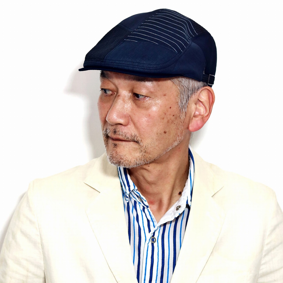 ミラショーン ハンチング メンズ 帽子 パッチワーク 春夏 大きいサイズ 帽子 ブランド ミラショーン ハンチング帽 日本製 milaschon 紳士 紺 ネイビー [ ivy cap ] ギフト プレゼント 父の日 贈り物 ギフト包装