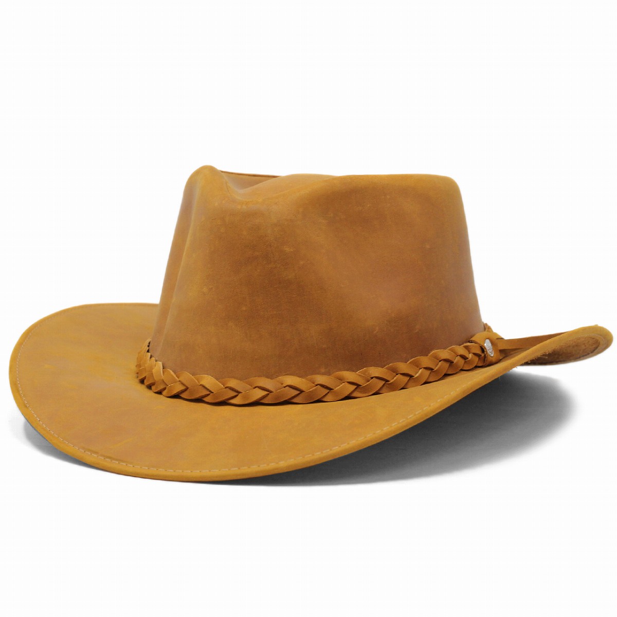 カウボーイハット レザー 帽子 メンズ ワイドブリム アウトバックハット 本革 つば広帽子 日よけ ハット 革 エクアドル製 高級 レザー 撥水 帽子 紫外線対策 キャメル Outback Hat 父の日 ギフト プレゼント ラッピング包装無料 帽子通販 40代 50代 60代 ファッション