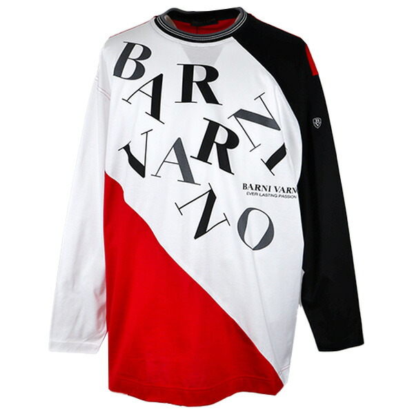 ・４０%OFF バーニヴァーノ【LL】長袖Ｔシャツ 2024新作 春夏 メンズ 丸首（クルーネック） ロゴプリント 三色切替 【ギフト包装無料】 BARNI VARNO 日本製 ts5035-45
