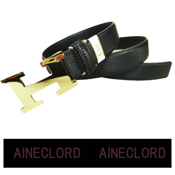 ・アイネックロード　牛革ベルト (最長116cm／黒) メンズ ロング 本革 レザー 【ギフト包装無料】 AINECLORD　be210704g