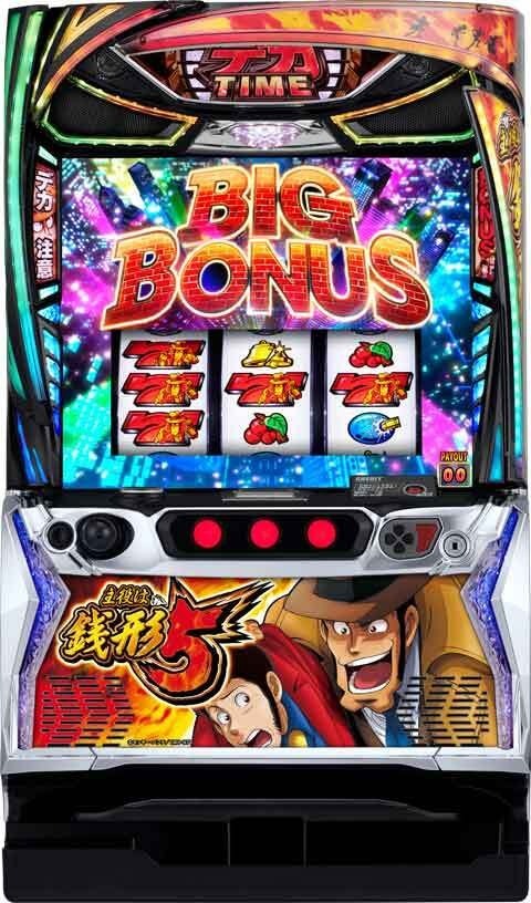 データカウンター接続ユニット付【オリンピア】L主役は銭形5◆中古パチスロ実機　スロット実機　宅スロ　家スロ　スマスロ遊技用ユニット取り付け済み