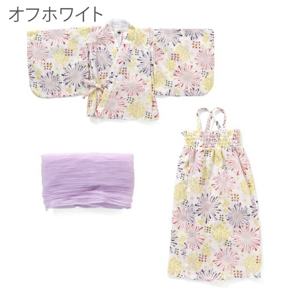 浴衣 セット Seraph セラフ 羽織 キッズ 花火大会 子供服 お祭り 女の子 帯 コットン ワンピース 綿100