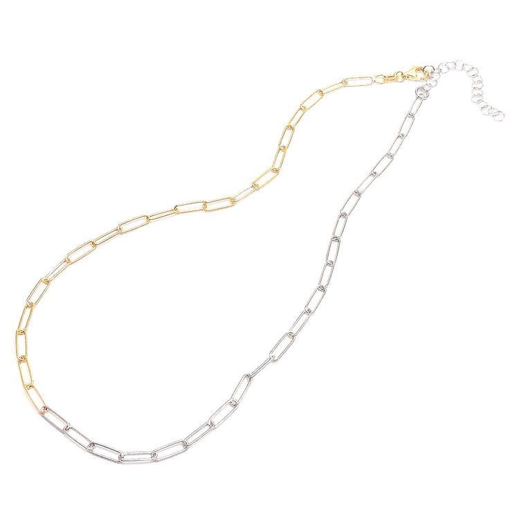entiere アンティエーレ ネックレス クリップチェーン 40+5cm シルバー925 ロジウム・18金メッキ バイカラー レディース