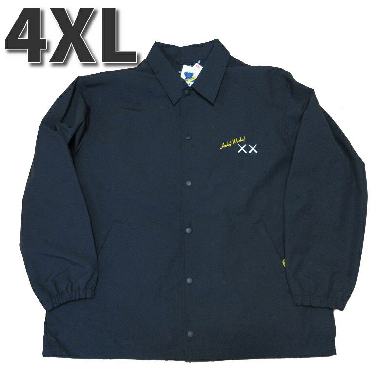 【本日限定★P最大30倍★お買い物マラソン+39店★要エントリー】【新品/送料無料】 KAWS+ウォーホルｘUNIQLO コラボ コーチジャケット黒 Size（4XL) /カウズ+ウォーホルｘユニクロ/コーチ