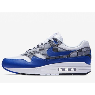【未当て嵌める品/貨物輸送無料】国内黒引き舟 NIKE AIR MAX 1 ATMOS WE LOVE NIKE WHITE/GAME ROYAL-MED ASH-DK 23.5ｃｍ /ナイキ アトモス 大気圏マックス スニーカー【中古】