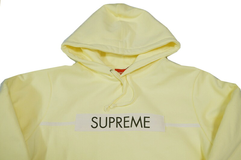 【未使用品/送料無料】国内品 Supreme （シュプリーム）Chest Twill Tape Hooded SweatshirtパーカーイエローM/ボックスロゴ　ロゴ中古】