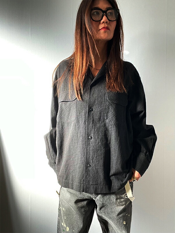 楽天市場】OPEN COLLAR SHIRT S/S #TAUPE [A23B-07SH01B