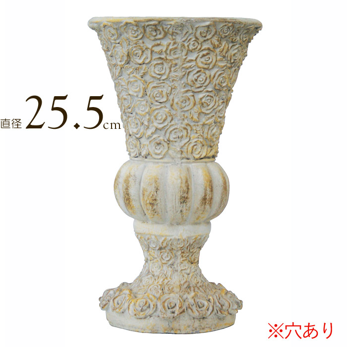 プランター 鉢 大型 今めかしい 軽さ 酸化マグネシウム ポット 循環 薔薇白 ラウンド 基礎付 差しわたし25.5×高さ43珊 穴あり 1台ユニット 硝子衣料繊維 焼セッコウ レジン ガーデニング 園芸装置 庭 飾りつけ 庭園 差し上げ物 差し上げ物