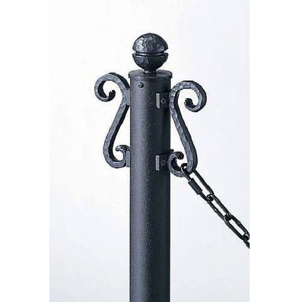 駐車場 ポール フェンス チェーンポール1型 ロートアイアン調 サンブラスト仕様 太さ55 高さ1005mm 1スパンセット アルミ 金属 カームブラック 黒 埋め込み ゲート おしゃれ 高級 丈夫 上質 格調高い 庭 外構 エクステリア 駐車場用品 Theceramicstore Co Uk