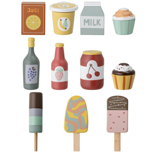 Bloomingville MINI(ブルーミングヴィルミニ) プレイセット フードセット おもちゃ 木製 食べ物 飲み物 セット 食品 食材 アイス ジュース 牛乳 ケーキ ごっこ遊び おままごと おままごとおもちゃ かわいい おしゃれ 2歳 ギフト プレゼント お誕生日プレゼント