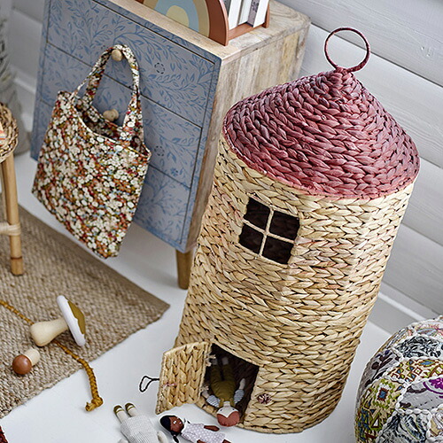 【10%OFF！百貨店SALE特価】 Bloomingville MINI(ブルーミングヴィルミニ) 蓋付き添い人提げ篭 住みか