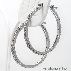 K18 ピアス ダイヤモンド 1カラット フープピアス 中折れピアス エタニティピアス 24mm 18金 イエローゴールド ピンクゴールド ホワイトゴールド 18k 品質保証書 女性 レディース ジュエリー アクセサリー 人気 おすすめ プレゼント ギフト 贈り物 送料無料 SSS