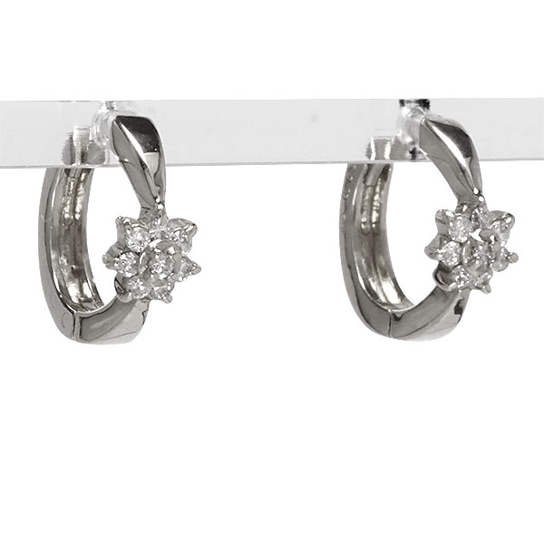 フープピアス 中折れピアス 花 フラワー ダイヤモンドピアス ダイヤ 0.10ct pt900 プラチナ 品質保証書 女性 レディース ジュエリー アクセサリー 人気 おすすめ プレゼント ギフト 贈り物 送料無料 SSS｜ネックレス指輪 Ladies Present EJ