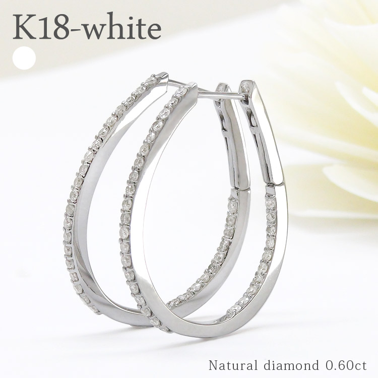 Auc Eternal K18wg Diamond Hoop Earrings 0 60 Ct 18 K White Gold K18wg Diamond Hoop Earrings 0 60 Ct 18 K White Gold Horseshoe Las J Jewelry