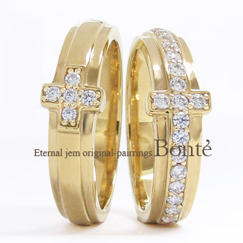 ペアリング 結婚指輪 マリッジリング クロス 十字架 ダイヤモンド 0.15ct 2本セット 10金 k10 イエローゴールド ピンクゴールド ホワイトゴールド 10k 指輪 無垢 刻印 可能 メンズ レディース ジュエリー アクセサリー プレゼント母の日 人気 おすすめ 送料無料 SSS