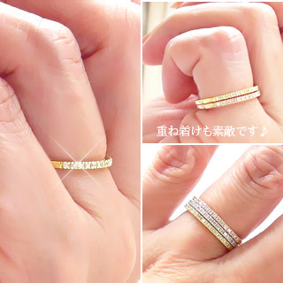 レディースジュエリー指輪リング18金k1818kイエローゴールドピンクゴールドホワイトゴールドダイヤモンドダイヤ0.1ctエタニティリングハーフエタニティリングピンキーリング小指シンプルアクセサリープレゼントギフトSSS