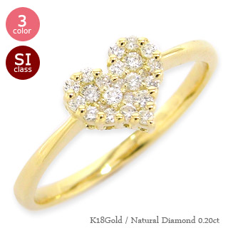 K18 ダイヤモンド ハート パヴェ リング 18金 イエローゴールド ピンクゴールド ホワイトゴールド 18k ダイヤ 0.2カラット 指輪 婚約指輪 刻印 品質保証書 女性 レディース ジュエリー アクセサリー 人気 おすすめ プレゼント ギフト 贈り物 送料無料 SSS｜ネックレス指輪 Ladies Present EJ