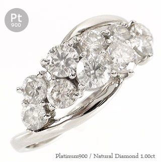 ダイヤモンド リングテンダイヤモンド pt900 プラチナ 1カラット 10石 記念日 指輪 婚約指輪 刻印 品質保証書 女性 レディース ジュエリー アクセサリー 人気 おすすめ プレゼント ギフト 贈り物 送料無料 SSS|ネックレス指輪 Ladies Present EJ