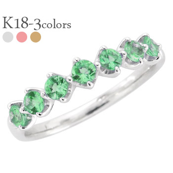 K18 ハーフエタニティリング エメラルド 5月誕生石 18金 イエローゴールド ピンクゴールド ホワイトゴールド 18k 2.5mm 指輪 品質保証書 女性 レディース ジュエリー アクセサリー 人気 おすすめ プレゼント ギフト 贈り物 送料無料 SSS