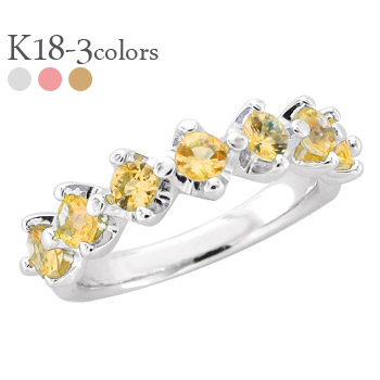 K18 エタニティリング シトリントパーズ 11月誕生石 18金 イエローゴールド ピンクゴールド ホワイトゴールド 18k 指輪 ハーフエタニティリング 品質保証書 女性 レディース ジュエリー アクセサリー 人気 おすすめ プレゼント ギフト 贈り物 送料無料 SSS