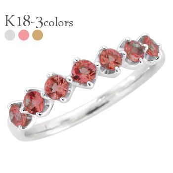 K18 ハーフエタニティリング ガーネット 1月誕生石 18金 イエローゴールド ピンクゴールド ホワイトゴールド 18k 2.5mm 指輪 品質保証書 女性 レディース ジュエリー アクセサリー 人気 おすすめ プレゼント ギフト 贈り物 送料無料 SSS
