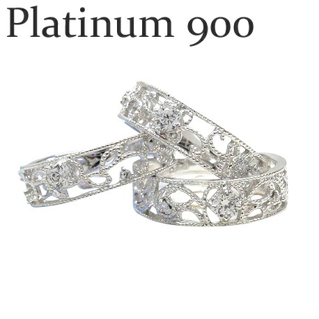 指輪 pt900 プラチナ ダイヤモンドリング フラワー ミル打ち アンティーク風 婚約指輪 刻印 品質保証書 女性 レディース ジュエリー アクセサリー 人気 おすすめ プレゼント ギフト 贈り物 送料無料 SSS