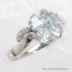 K18 ピンキーリング クローバー 四葉 アクアマリン ダイヤモンドリング 0.04ct 18金 イエローゴールド ピンクゴールド ホワイトゴールド 18k 小指 ファランジリング ミディリング 3月誕生石 指輪 レディース ジュエリー アクセサリー プレゼント ギフト 人気 おすすめ SSS