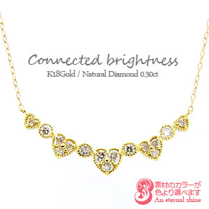 K18 ダイヤモンド ネックレス 0.3カラット 18金 イエローゴールド ホワイトゴールド ピンクゴールド 18k ハート ペンダント ミル打ち チェーン 品質保証書 女性 レディース ジュエリー アクセサリー 人気 おすすめ プレゼント ギフト 贈り物 送料無料 SSS｜ネックレス指輪 Ladies Present EJ